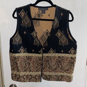 Vintage Women's New Identity Vest‎ Aztec Boho Southern 2x Tapestry